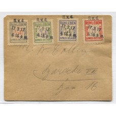ALEMANIA 1917 PRIMERA GUERRA MUNDIAL SOBRE CIRCULADO CON ESTAMPILLAS PARA CAMPO DE CONCENTRACION PARA PRISIONEROS INGLESES MUY RARO